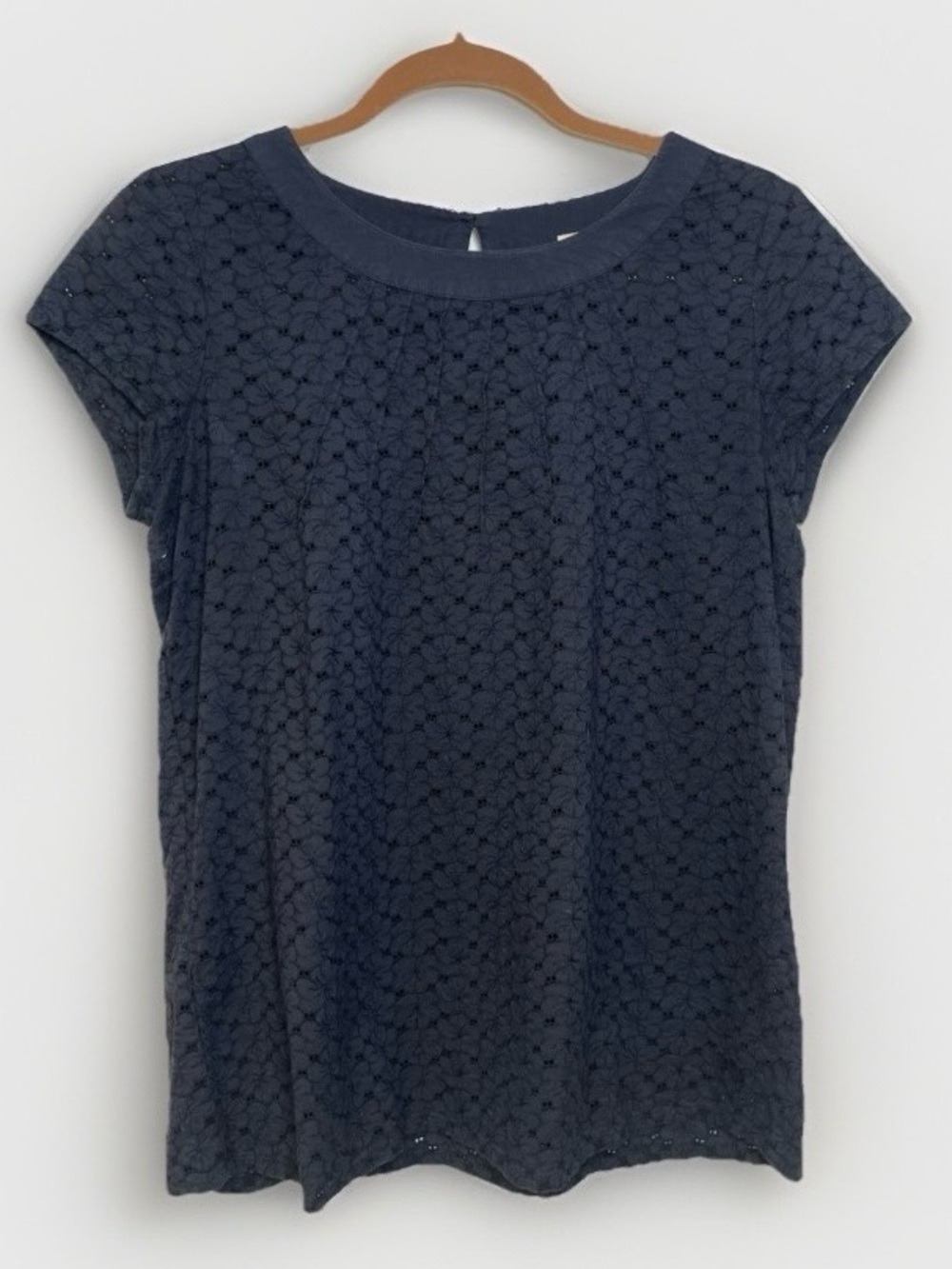 Roxy Embroidered Floral Eyelet Black Blouse Size Large